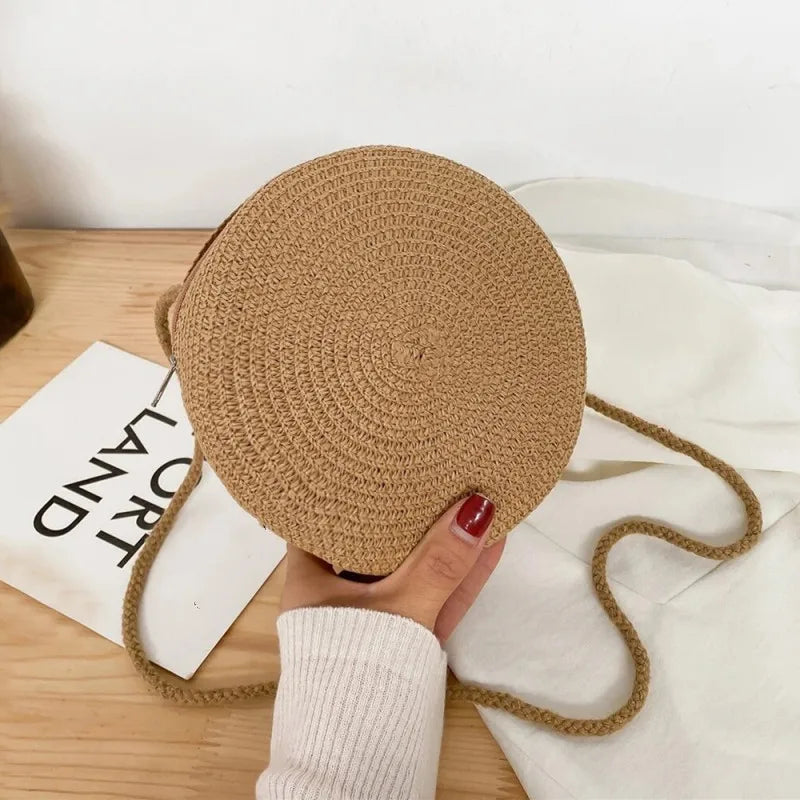 Round Straw Crossbody Bag