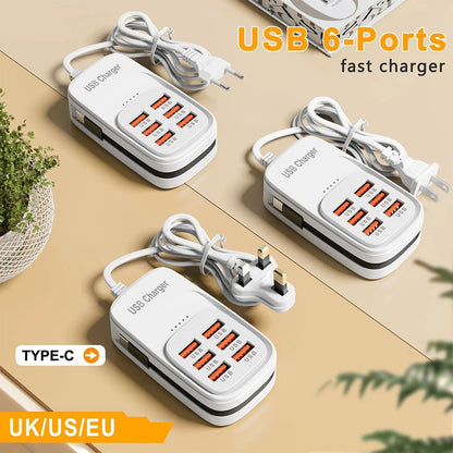 6-in-1 USB Desktop Charging Station
