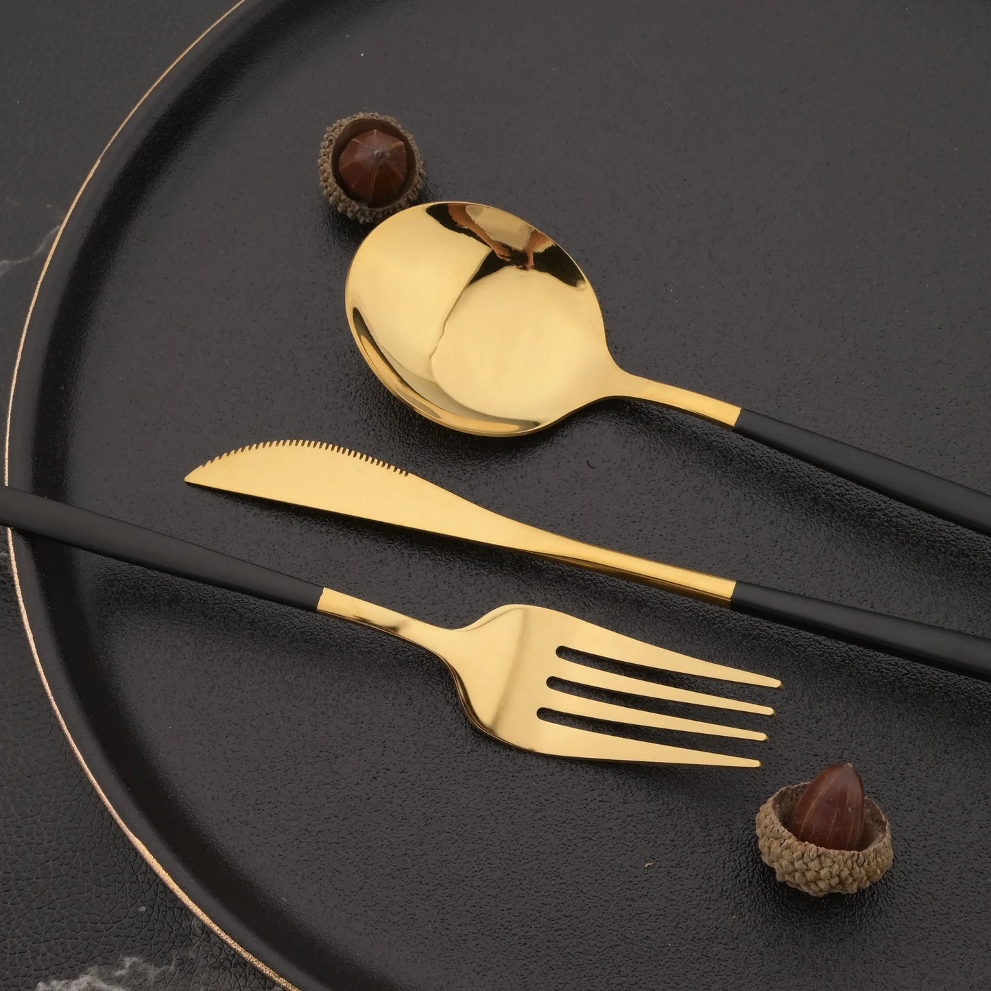 PINKTEN 6-Piece Gold Stainless Steel Dinner Fork Set