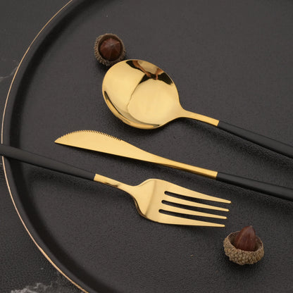 PINKTEN 6-Piece Gold Stainless Steel Dinner Fork Set