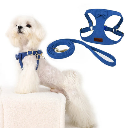 Premium Suede Dog Harness & Leash Set for Small Dogs