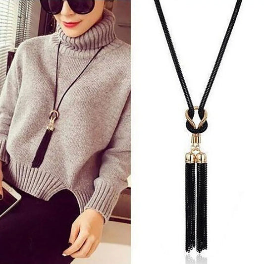 Women Long Tassel Pendant Necklace