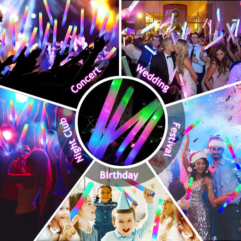LED Flashing Foam Glow Sticks for Parties, Weddings & Events