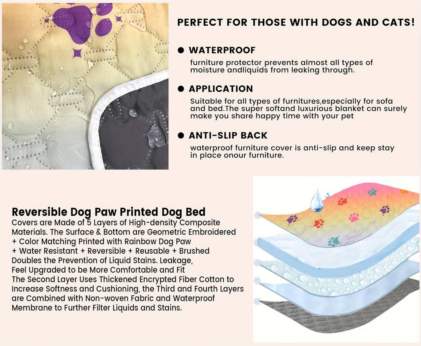 Waterproof Dog Bed Cover Mat