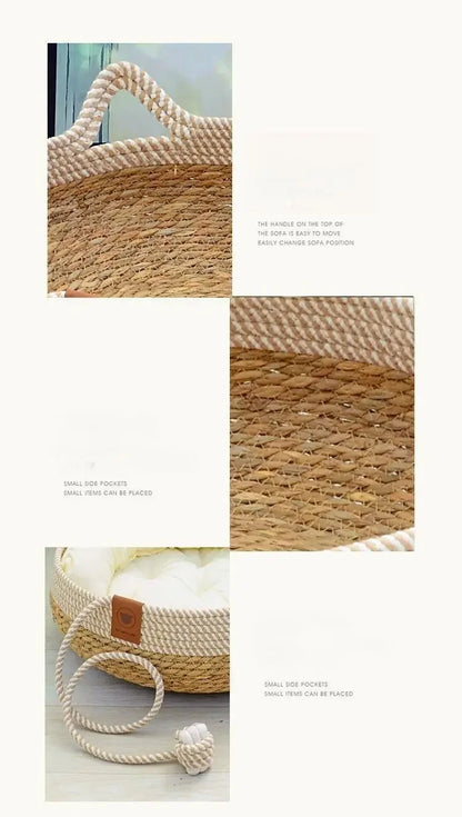 Handwoven Wicker Cat Bed