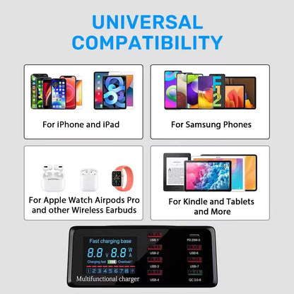 100W USB Charging Station with Wireless Charger