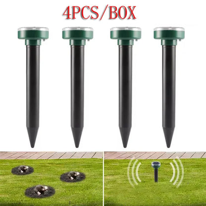 Solar-Powered Ultrasonic Mole, Mouse & Snake Deterrent Stakes