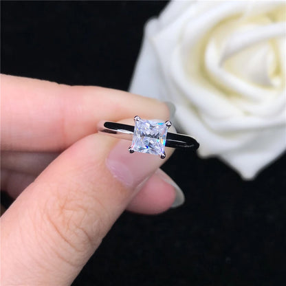 1CT Princess-Cut Moissanite Engagement Ring