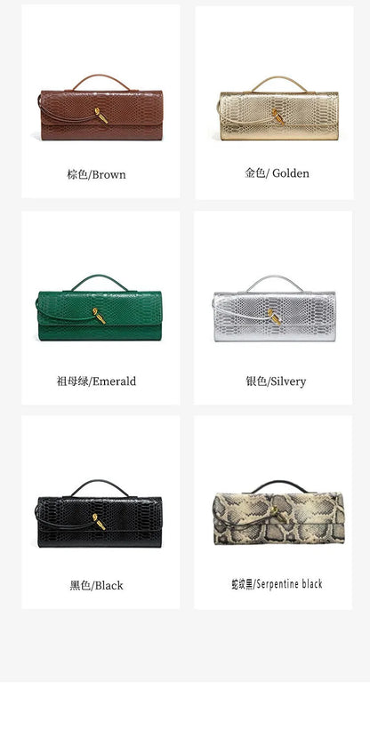 Luxury Snakeskin Top Handle Shoulder Bag