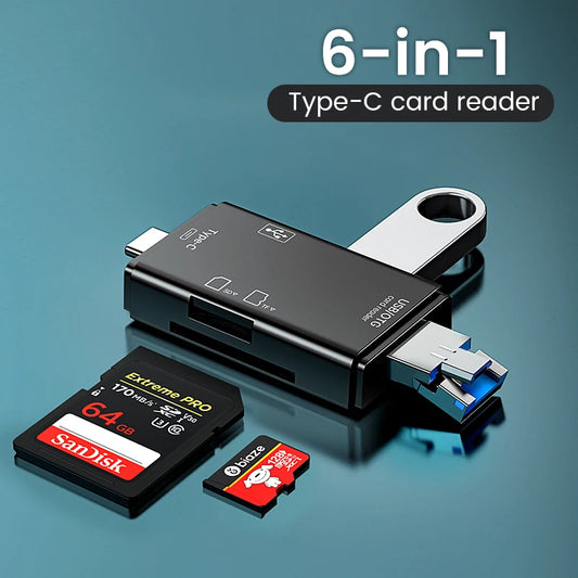6-in-1 OTG USB Type-C Card Reader