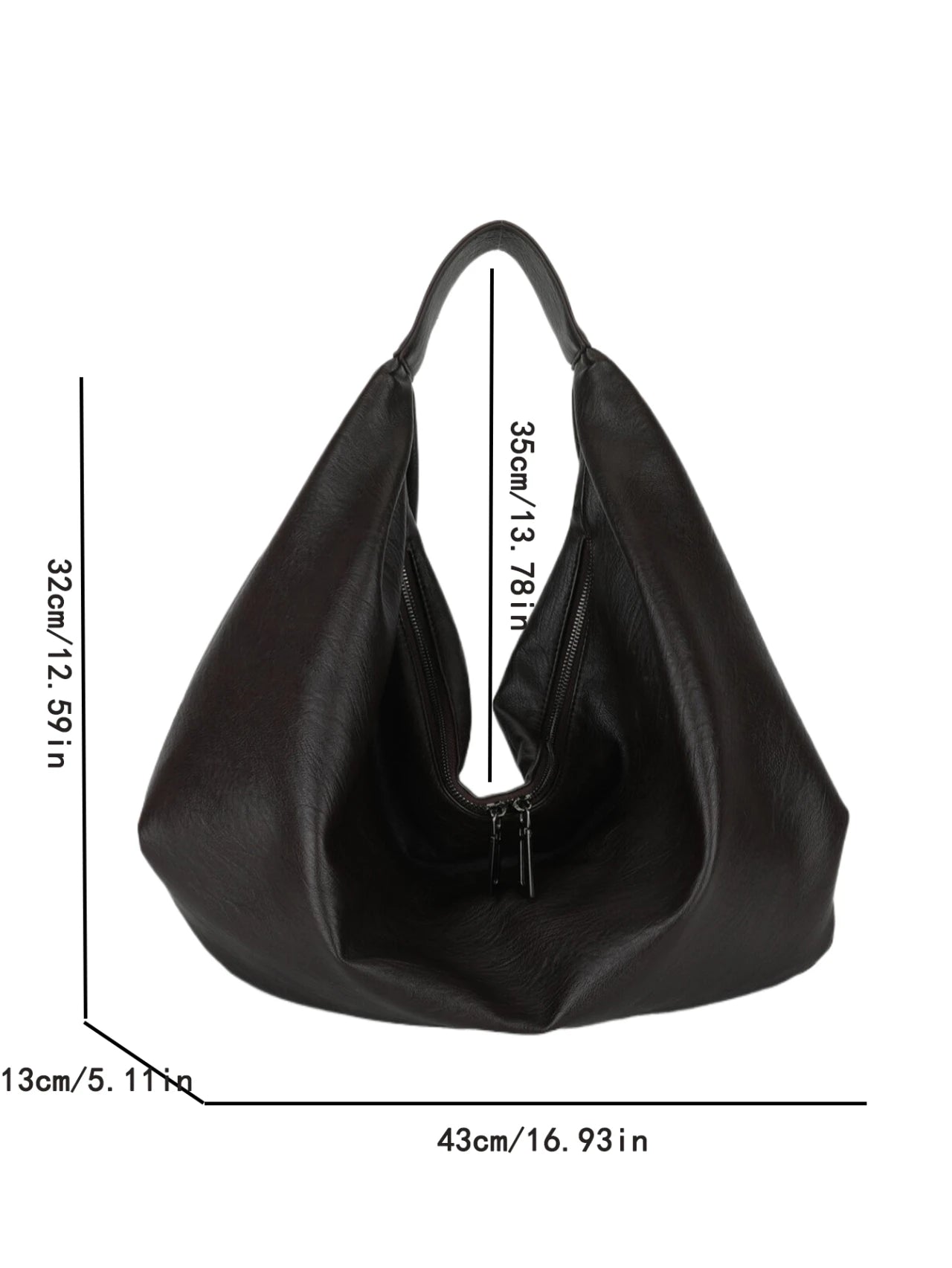 Large Hobo Shoulder Bag – Soft PU Leather Tote Handbag