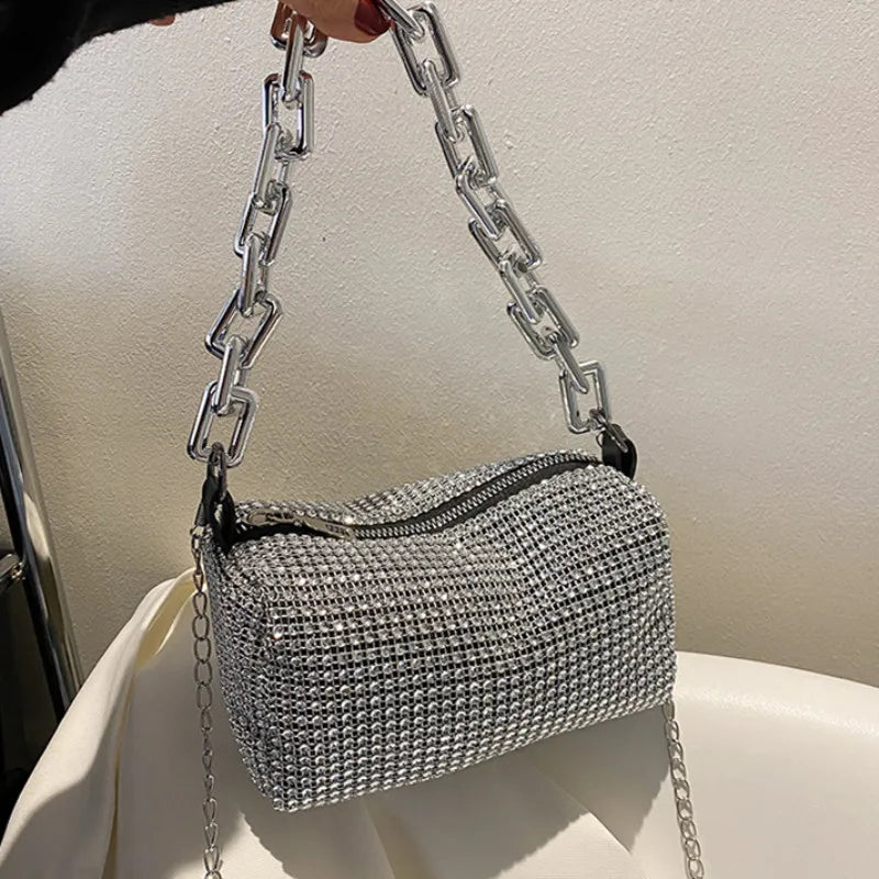 Rhinestone Chain Evening Crossbody Bag