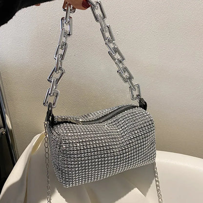 Rhinestone Chain Evening Crossbody Bag
