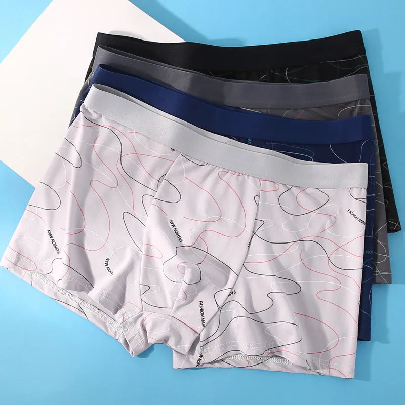 4Pcs/lot Man Boxers Printed Underwear