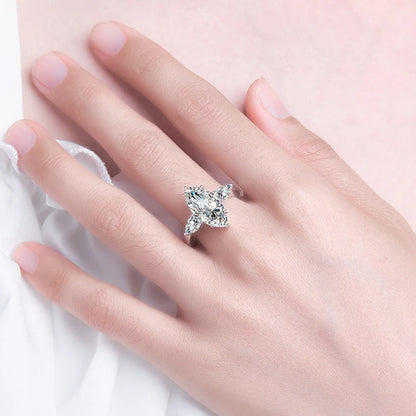 NKHOG 3 Carat Marquise Cut Moissanite Ring
