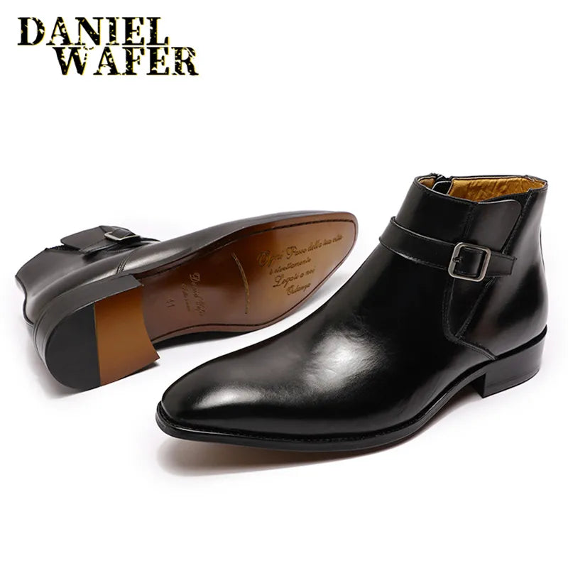 Real Leather Men's Ankle Boots