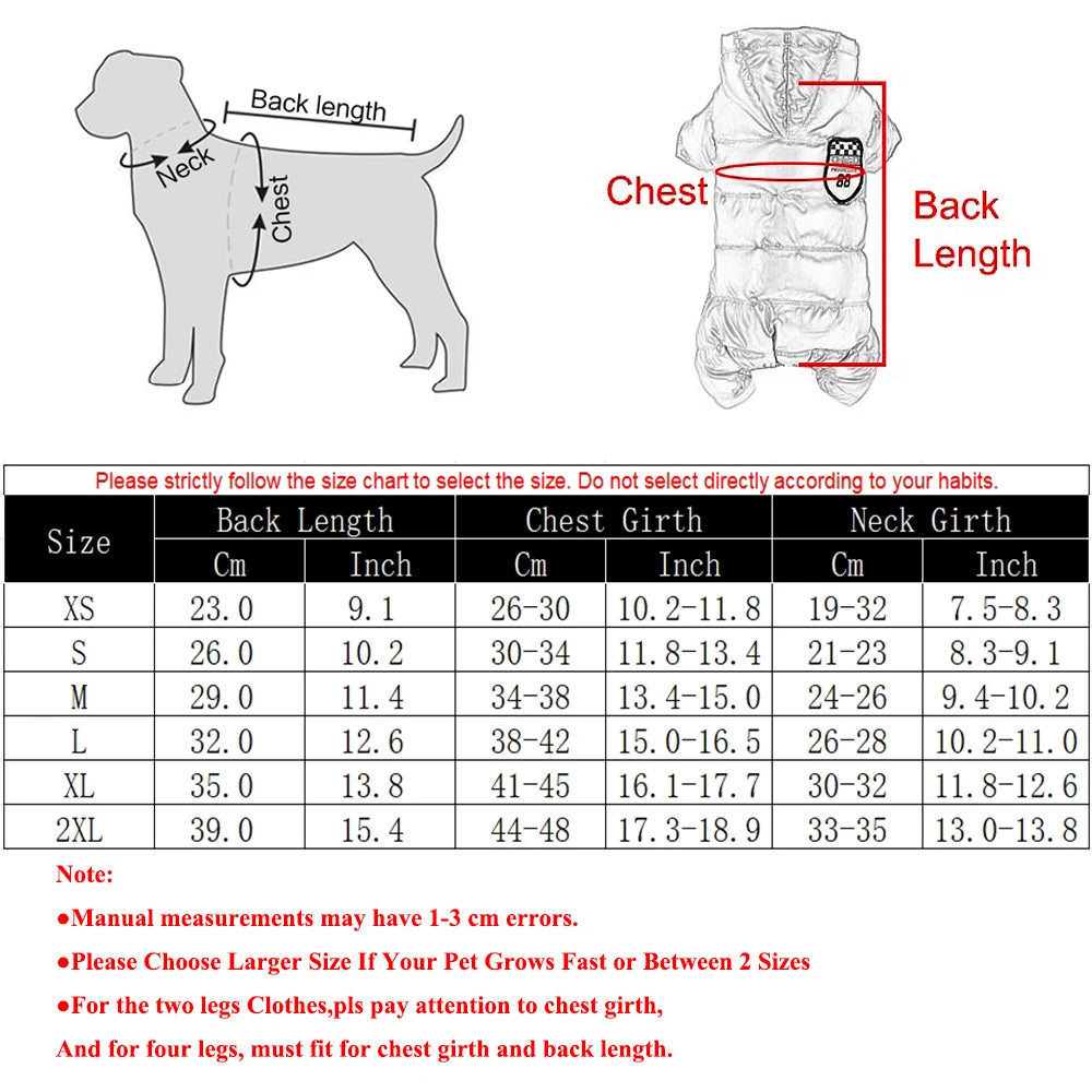 Waterproof Hooded Dog Winter Jumpsuit for Small & Medium Pets