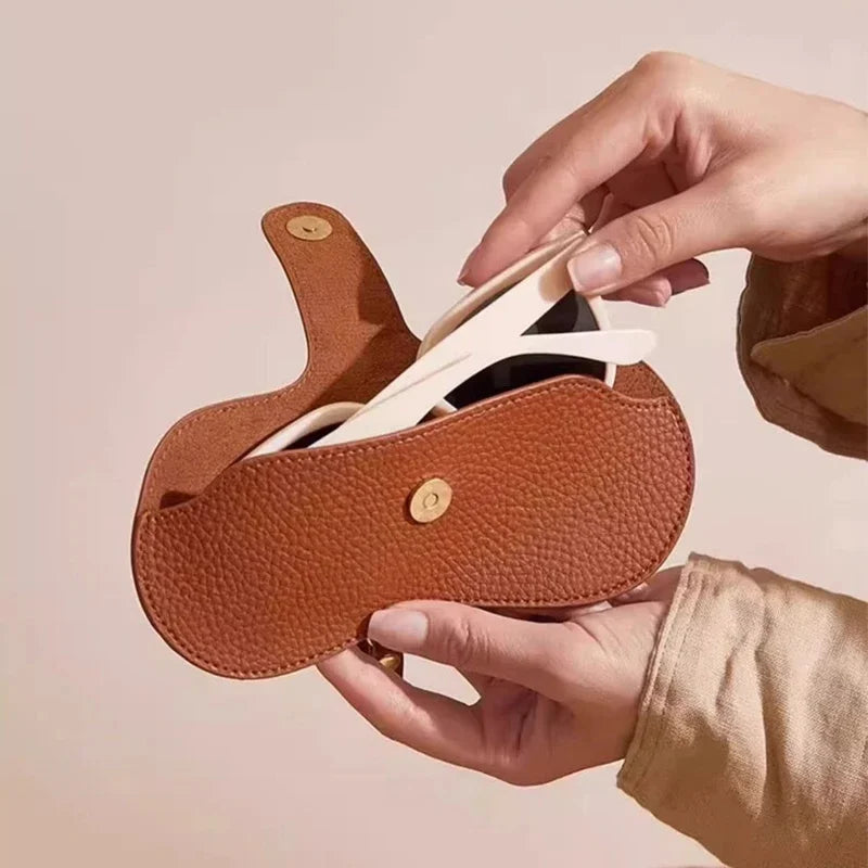 Portable Soft Leather Glasses Pouch