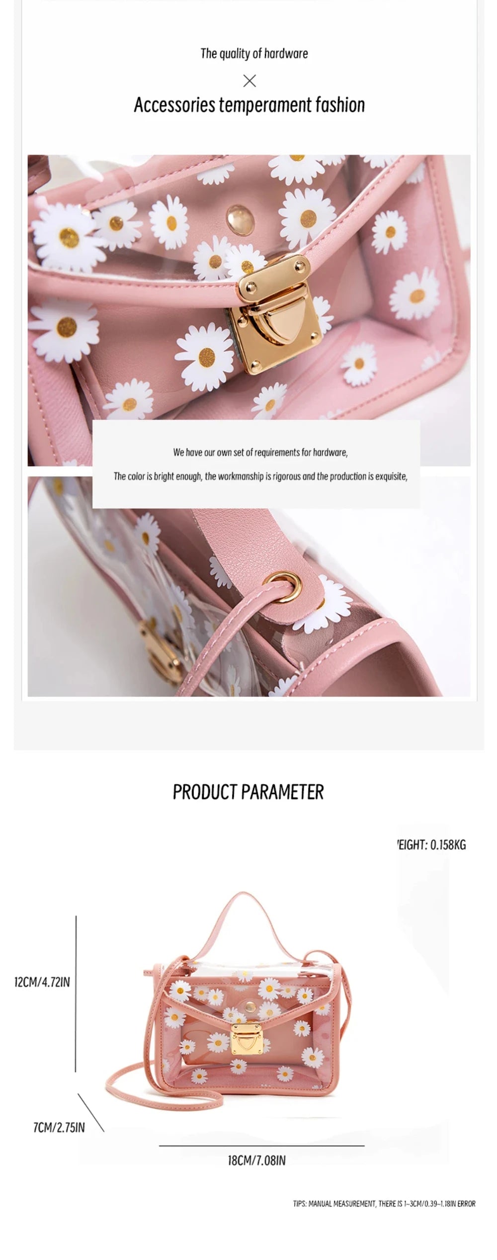 Women’s Transparent Floral Crossbody Shoulder Bag