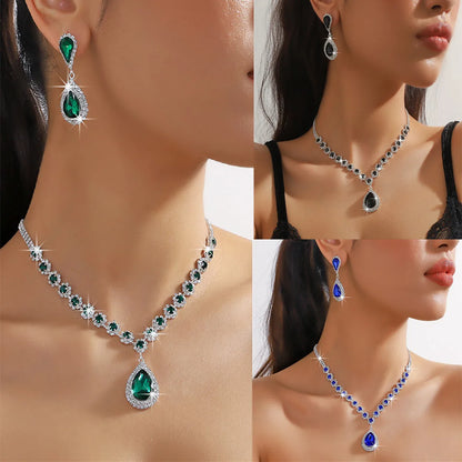 Crystal Water Drop Necklace & Earring Set