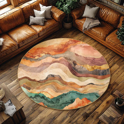 Abstract Landscape Round Rug
