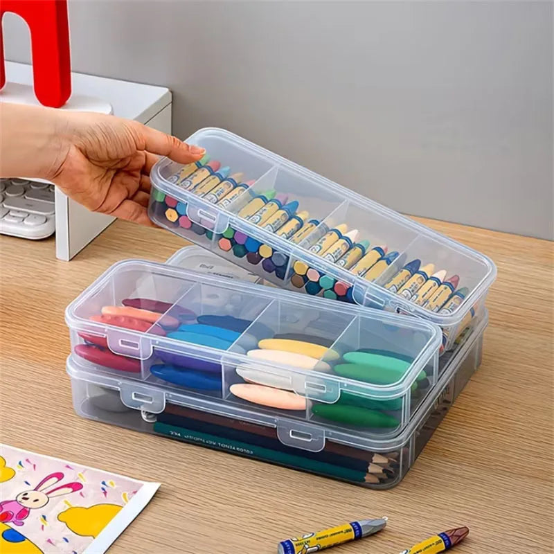 4-Slot Clear Plastic Desktop Organizer with Lid