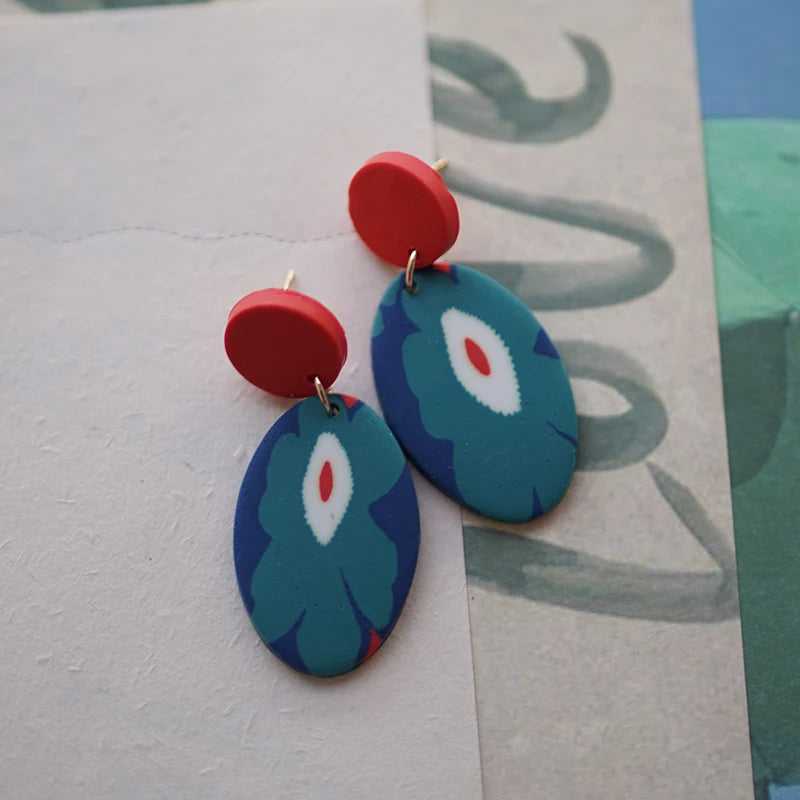 Flower Abstract Art Deco Pattern Earrings