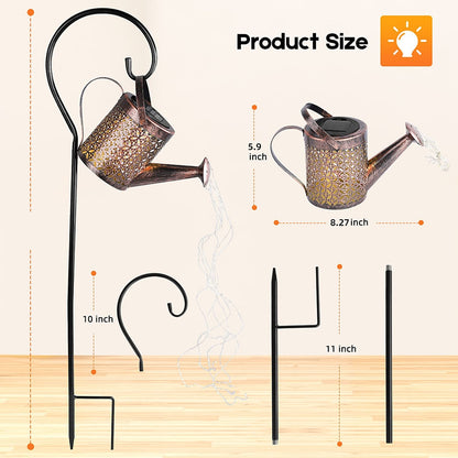 Solar watering can hanging waterfall lamp