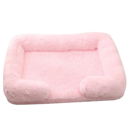 Half Surround Plush Dog Bed with Removable Cushion