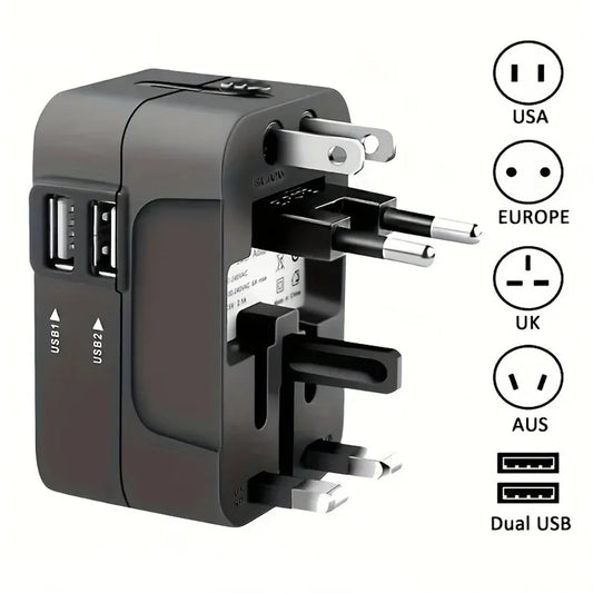 Universal Travel Power Adapter with Dual USB Ports