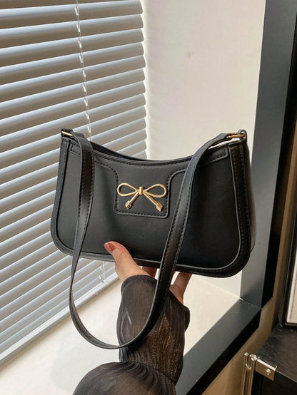 Women’s Bow Accent PU Leather Shoulder Bag