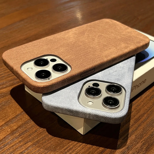 Luxury Matte Leather Fabric Case for iPhone