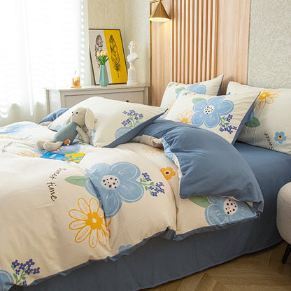 Flower Printed Washed Cotton Duvet Cover