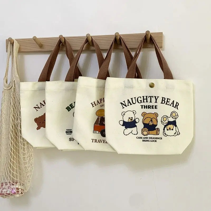 Cute Bear Canvas Mini Tote Bag