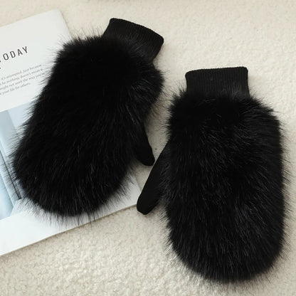 Women’s Rabbit Fur Style Winter Gloves