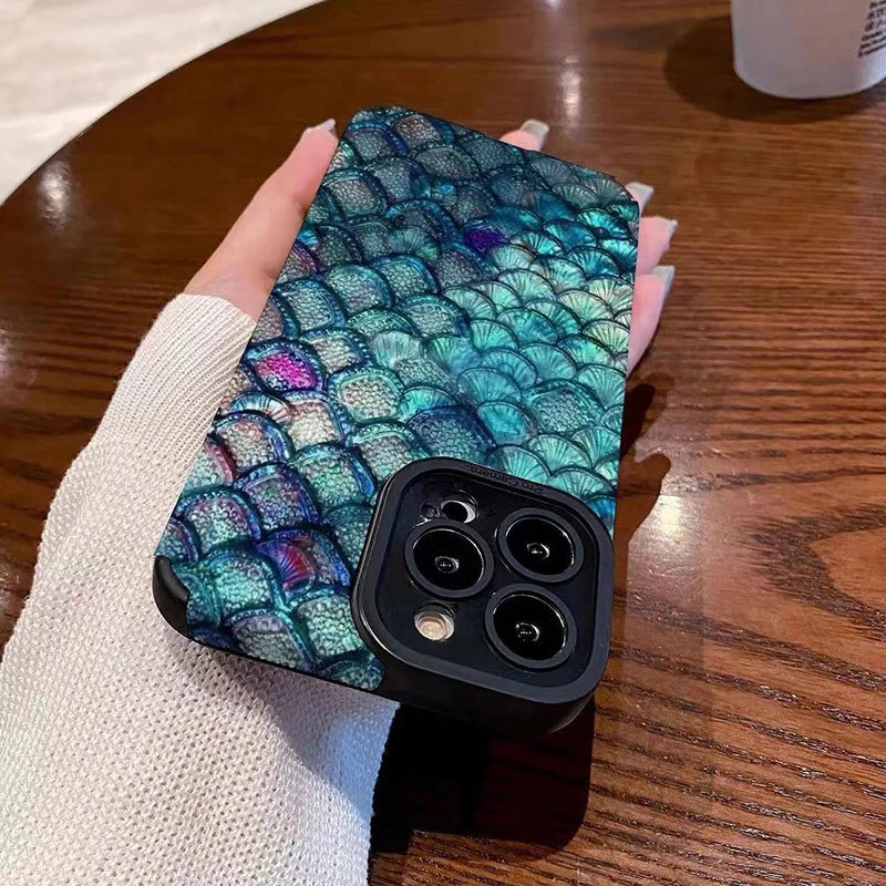 Ottwn Colourful Fish Scales Phone Case For iPhone 15 11 Pro Max 13 12 X XR 7 8 14 Plus