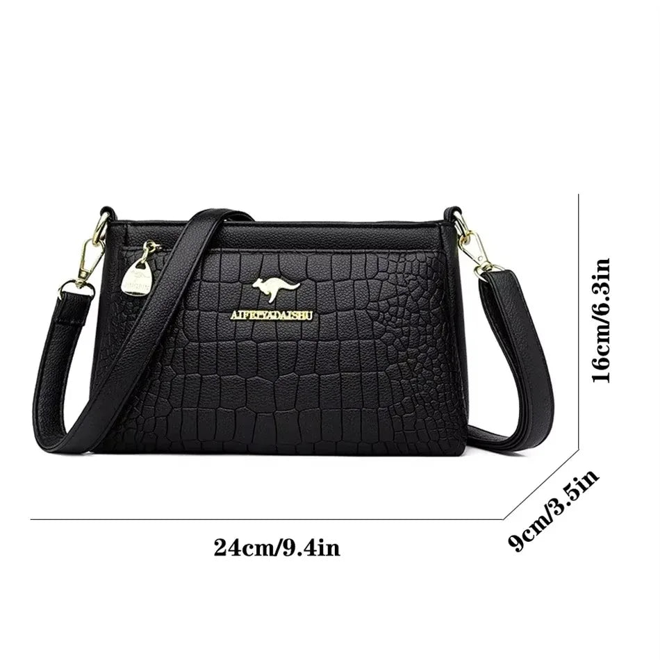 Casual Floral Embossed Leather Crossbody Shoulder Bag