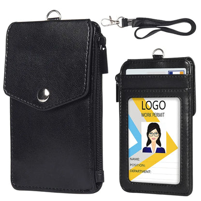 PU Lanyard Badge Holder with Zipper