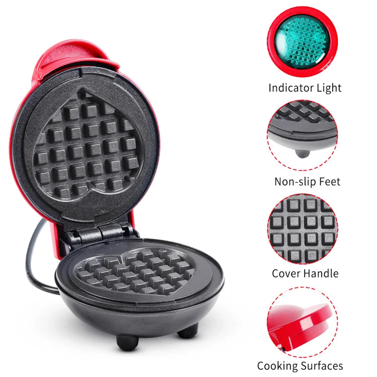 Compact Electric Heart-Shaped Waffle Maker