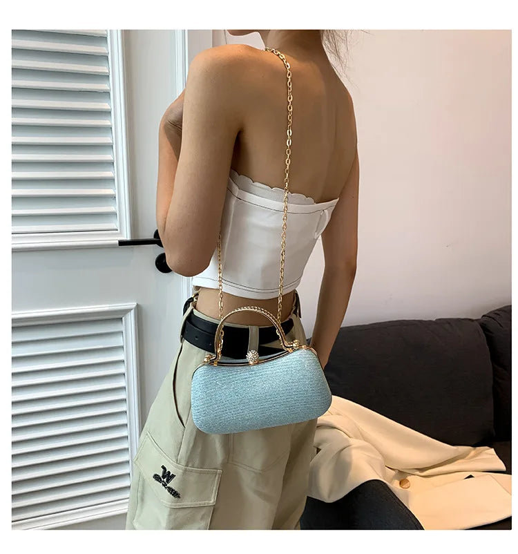Heart-Shaped Evening Clutch Bag with Chain Strap