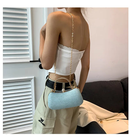 Heart-Shaped Evening Clutch Bag with Chain Strap