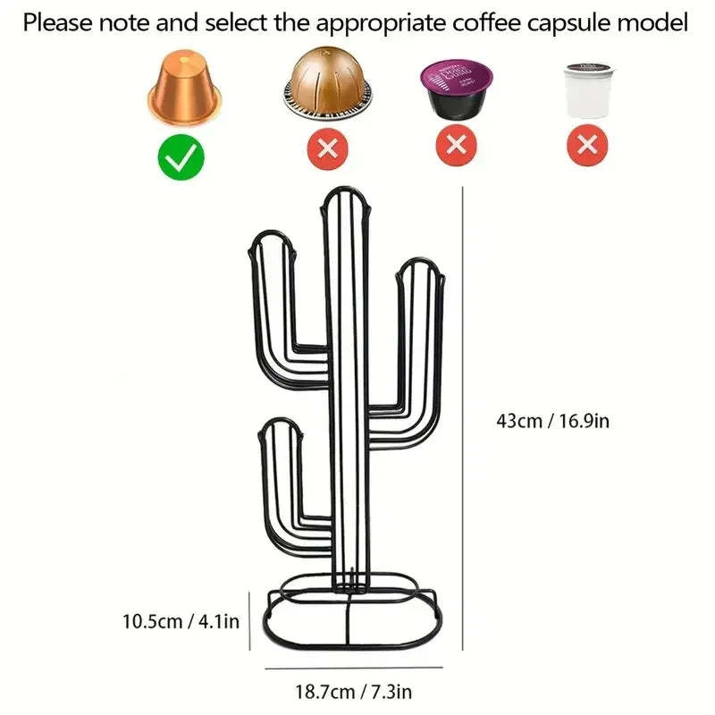 Cactus Shaped Coffee Pod Holder – 48 Capsule Storage Stand