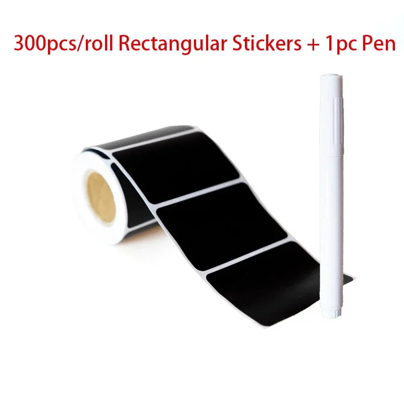 Black Waterproof Reusable Label Stickers
