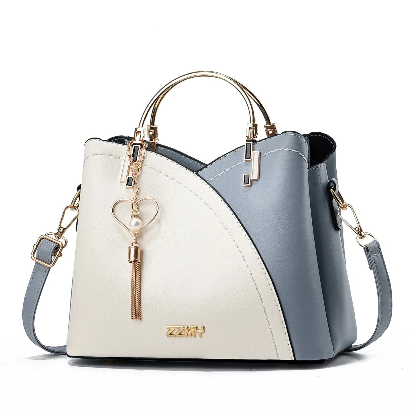 Women's Color Block PU Large Tote Shoulder Bag