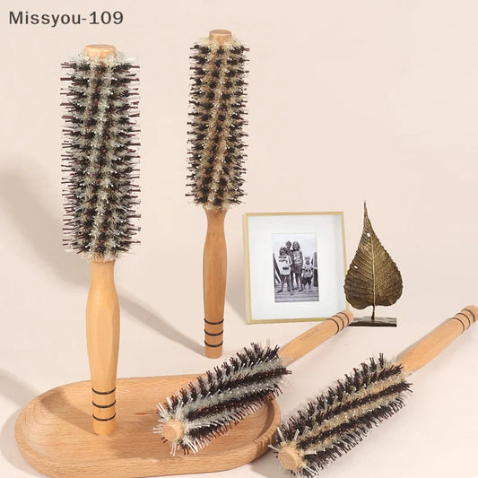 Natural Boar Bristle Wooden Round Hair Brush