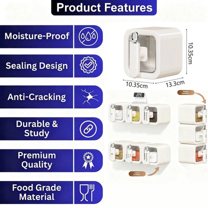 Wall-Mounted Spice Storage Container with Spoon