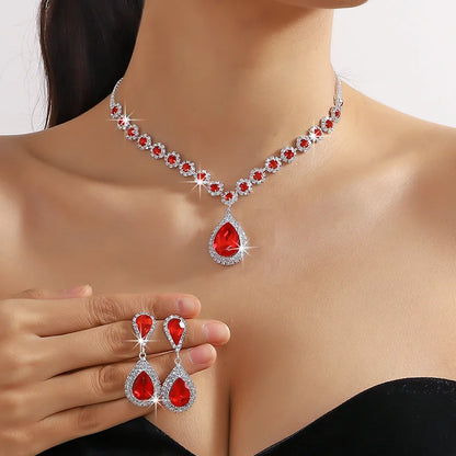 Crystal Water Drop Necklace & Earring Set