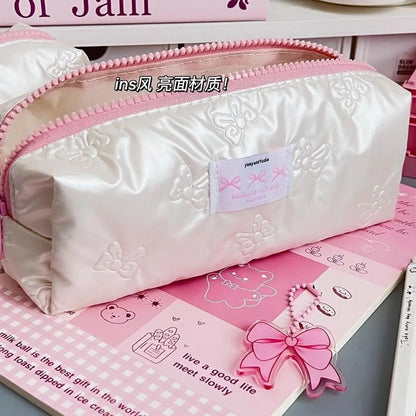 Pink Bow Pencil Case with Large Capacity Storage