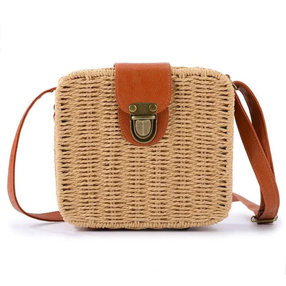 Handwoven Straw Crossbody Shoulder Bag