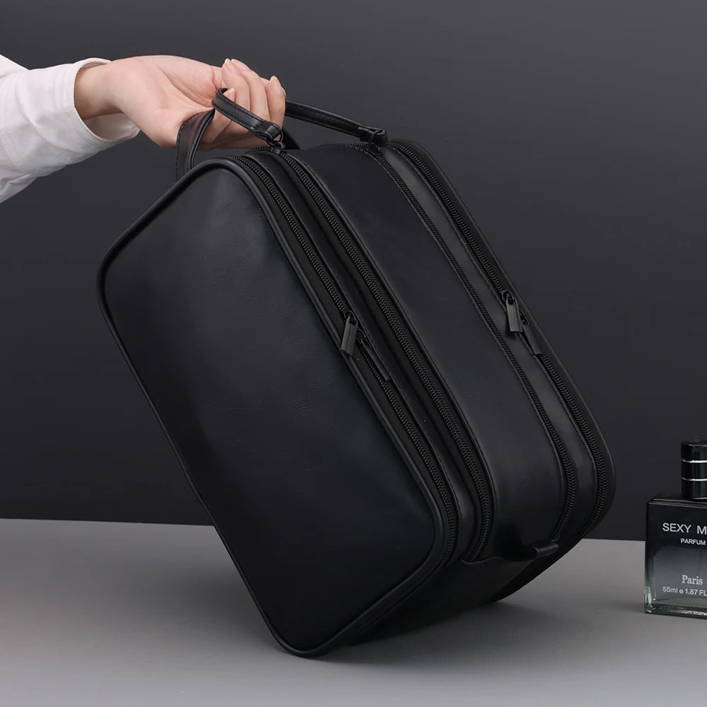 Travel PU Leather Toiletry Organizer Bag
